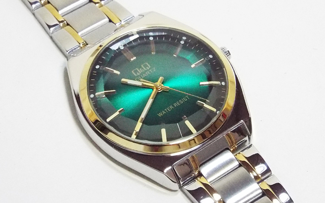 カットガラスにグリーン文字盤の腕時計！シチズンQu0026Q QB78-422レビュー！ | カシオ腕時計マニアックスカシオ腕時計マニアックス
